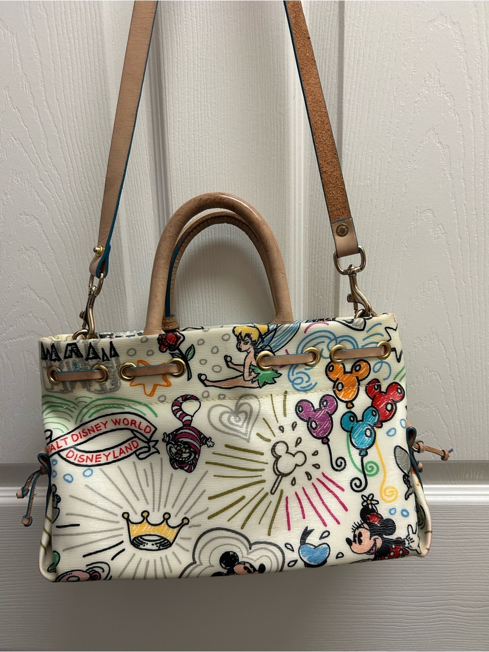 Dooney & Bourke White Disney Sketch Satchel with Multicolor Accents - Picture 2 of 9
